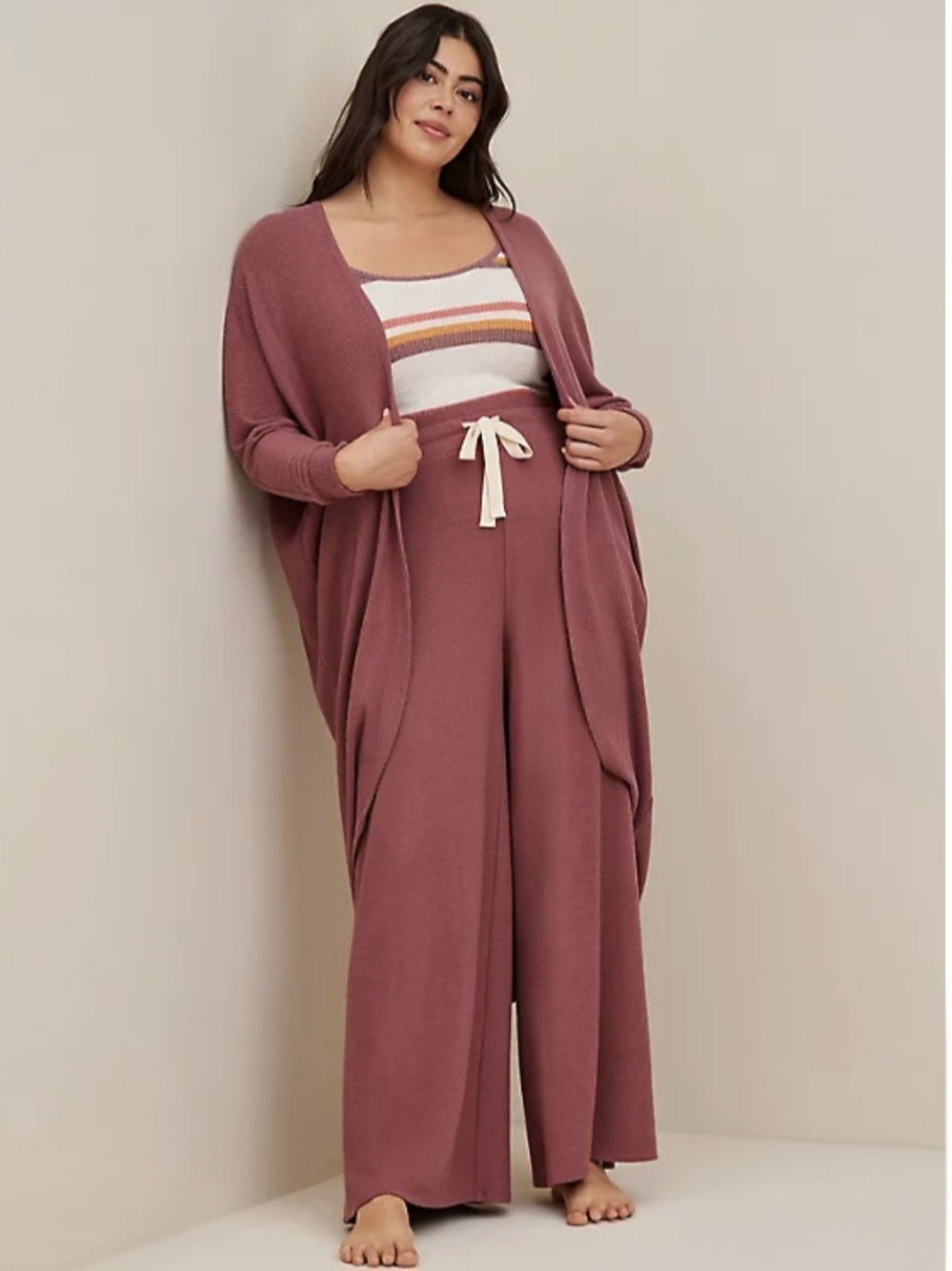 Torrid Super Soft Plush Rib Lounge Cocoon Cardigan- Mauve